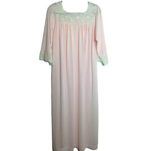 Vintage Nightgown LARGE Pink Nylon Slip Lingerie Sleepwear